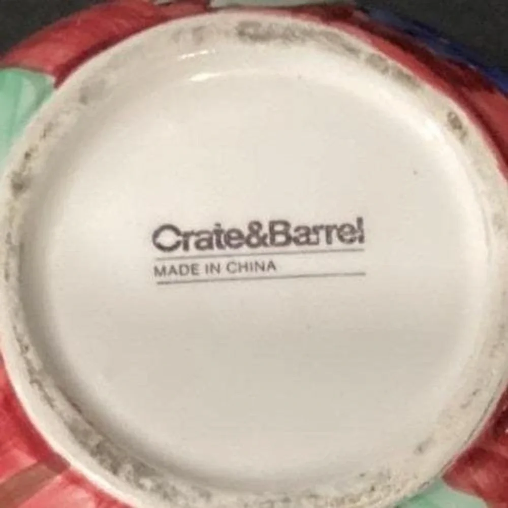 Crate & Barrel Fruit Theme Large Coffee Cup, Vintage‎ Hand-Painted Ceramic Mug